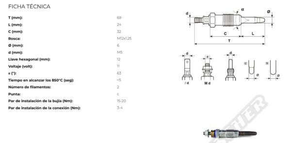BUJIA DE PRE Y POST CALENTAMIENTO COBALTO*HC128 - Imagen 1