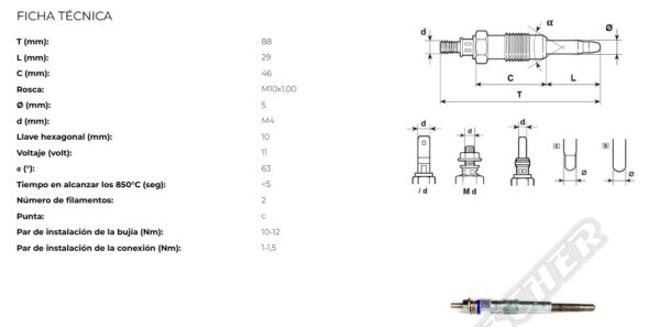 BUJIA DE PRE Y POST CALENTAMIENTO COBALTO*HC131 - Imagen 1