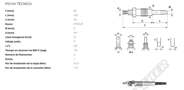 BUJIA DE PRE Y POST CALENTAMIENTO COBALTO*HC159 - Imagen 1