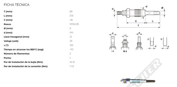 BUJIA DE PRE Y POST CALENTAMIENTO COBALTO*HC177 - Imagen 1