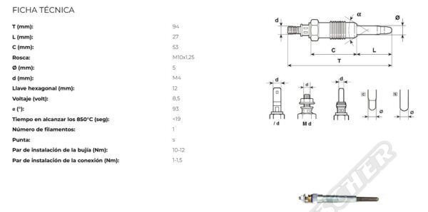 BUJIA DE PRE Y POST CALENTAMIENTO COBALTO*HC198 - Imagen 1