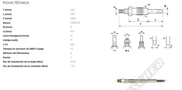 BUJIA DE PRE Y POST CALENTAMIENTO COBALTO*HC221 - Imagen 1