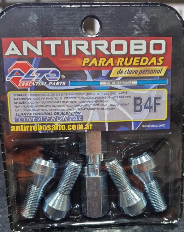 TUERCAS Y BULONES ANTIRROBO B4 FRONTAL - Imagen 1