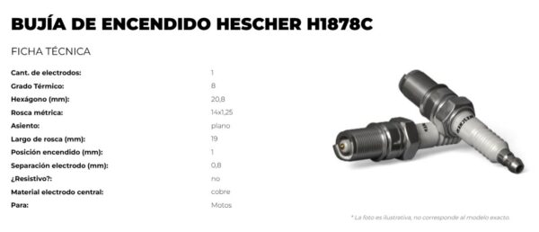 BUJIA DE ENCENDIDO HONDA-MONDIAL-ZAN 100CC - Imagen 1